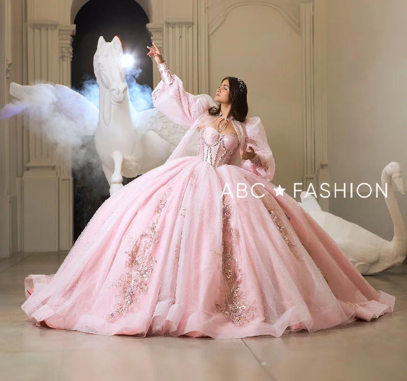 Puff Sleeve Cape Quinceanera Dress by Ragazza EV61-661 A-Line Day Work