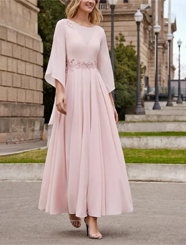 A-Line/Princess Jewel Neck 3/4 Length Sleeve Ankle-Length Mother of the Bride Dresses with Sequins Tunics Brand named