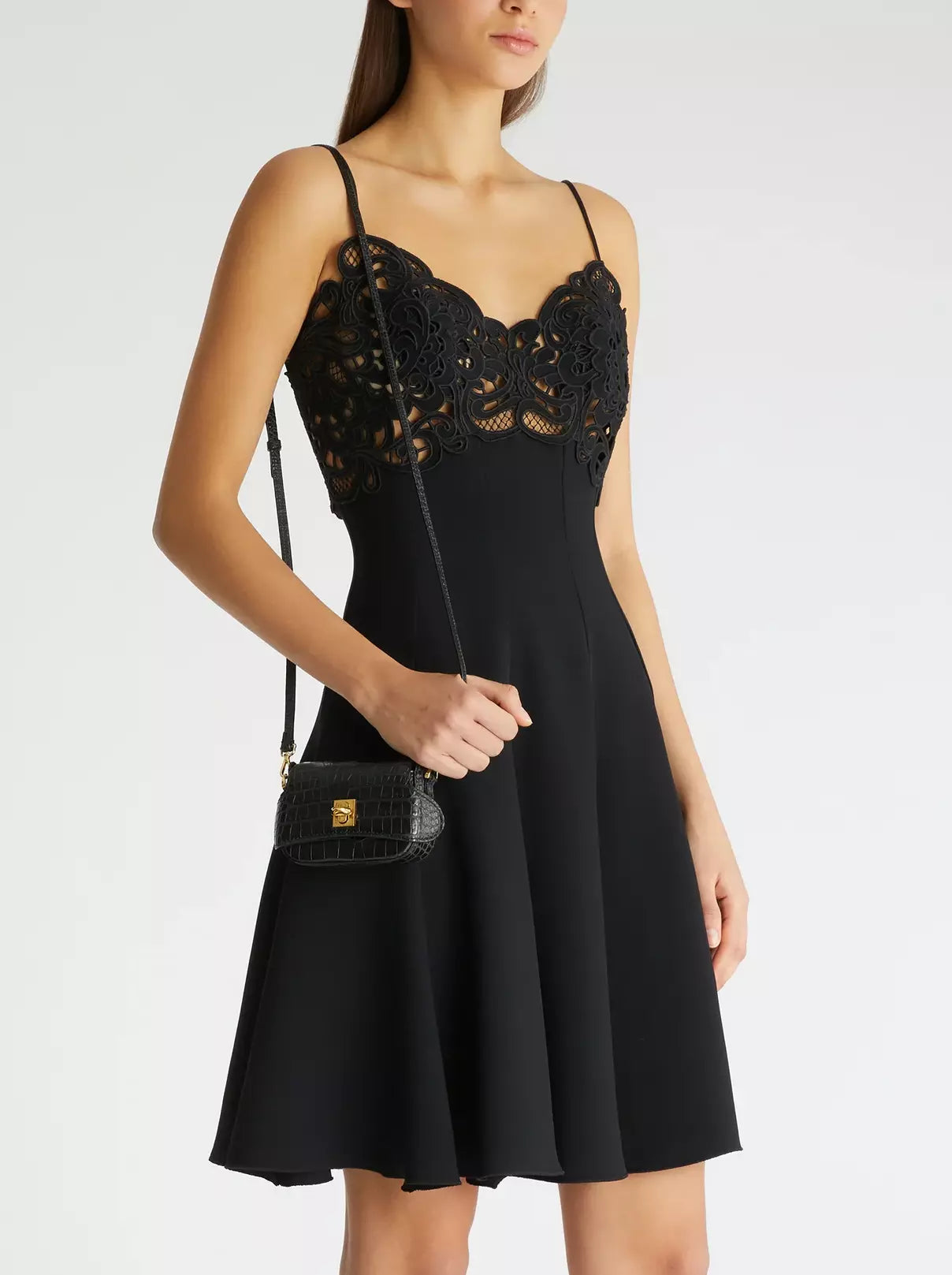 Embroidered Black Mini Slip Dress Tunics Timeless classic