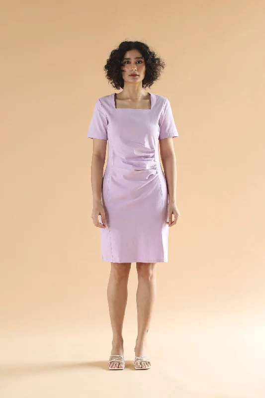 Officewear Formal Lilac Dress with Pocket Tunics Hiking breathable