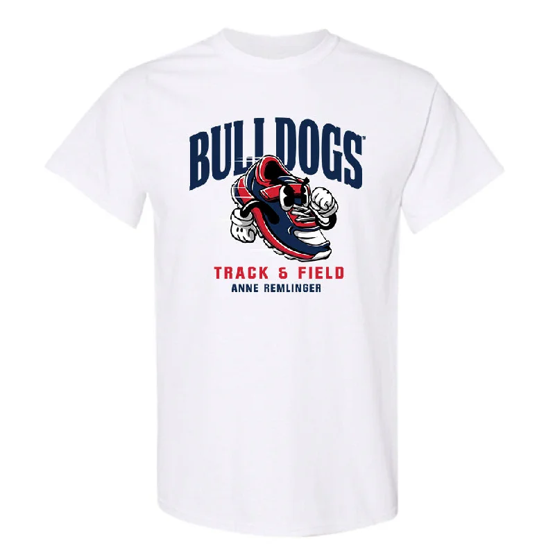 Fresno State - NCAA Women's Track & Field : Anne Remlinger - Fashion Shersey T-Shirt-- Ribbed Striped Patterned