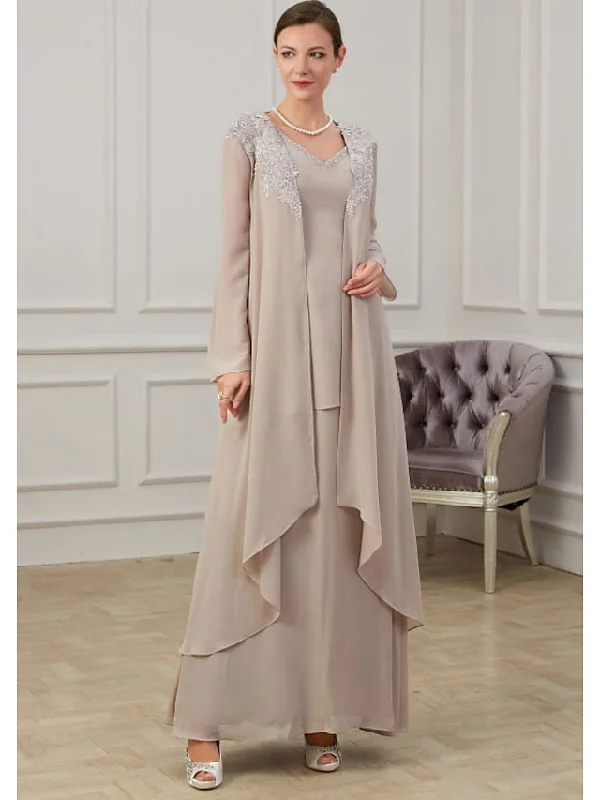 A-Line/Princess V-Neck Floor-Length Mother of the Bride Dresses Tunics Short Trendy