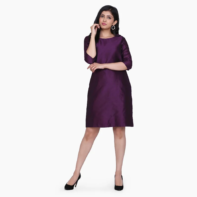 Royal Purple Dupioni Sheath Dress for Women Tunics stripes playful