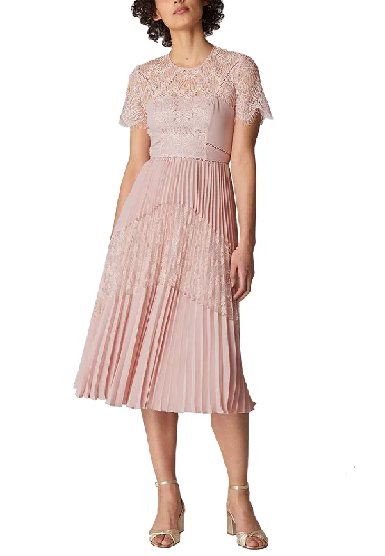 Blush Bianca Short Sleeves Lace Panel Dress Pencil Office Professional