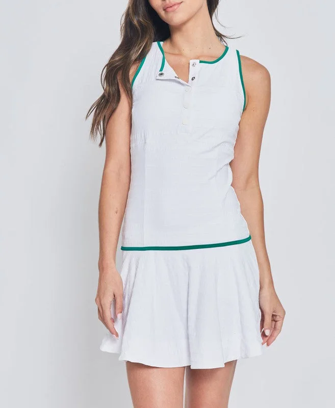 L'Etoile S/L Button Dress - White/Green Tunics Brand named