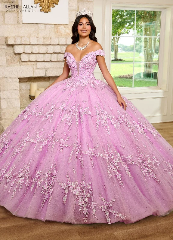 3D Floral Off Shoulder Quinceanera Dress by Rachel Allan RQ1134 Tunics Stylish elegant