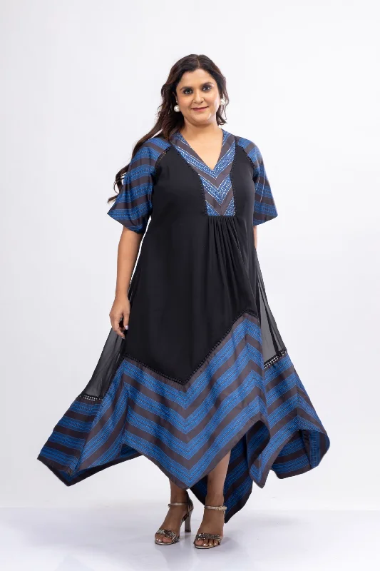 Gatsby’s Secret Black and Blue High Low-Dress Tunics New arrival