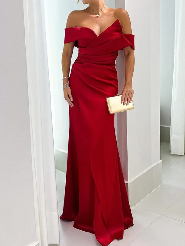 Mermaid/Trumpet Sweetheart Sleeveless Floor-Length Mother of the Bride Dresses with Pure Color Tunics Versatile stylish