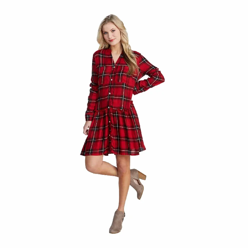 Mud Pie MP 85000077 Decker Plaid Dress sweetheart Neckline Romantic