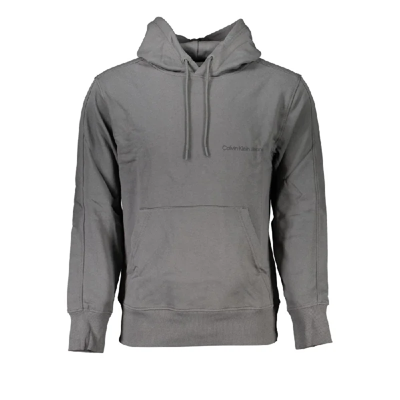 Elegant Gray Hooded Sweatshirt Hoodie with Emblem Brand Identity