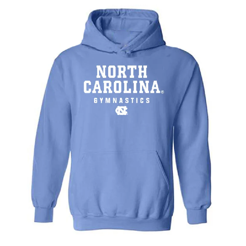 UNC - NCAA Women's Gymnastics : Jordan Valahovic - Classic Shersey Hooded Sweatshirt Hoodie with Hem Applique Textured Unique