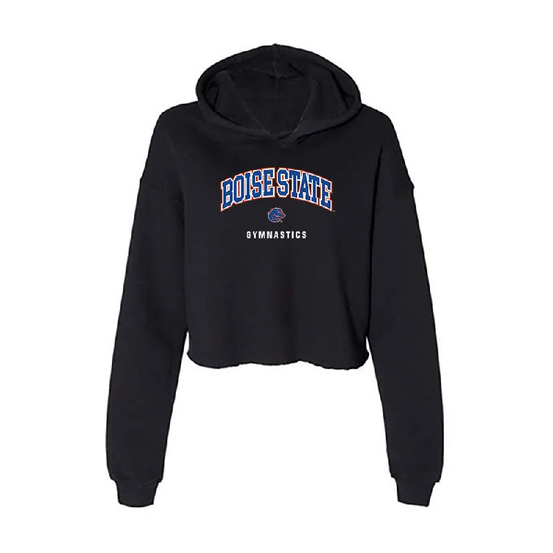 Boise State - NCAA Women's Gymnastics : Carly Buell - Women's Crop Fleece Hoodie Hoodie with Rhinestones Sparkly Elegant