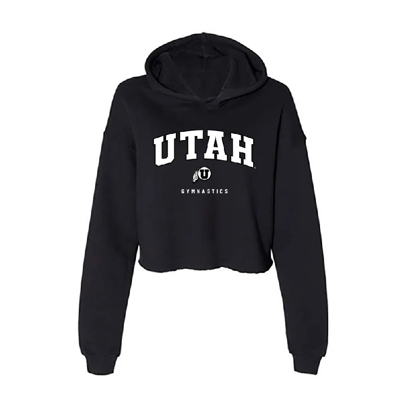 Utah - NCAA Women's Gymnastics : Jaedyn Rucker - Women's Crop Fleece Hoodie Hoodie with Hem Fringe Bohemian Relaxed