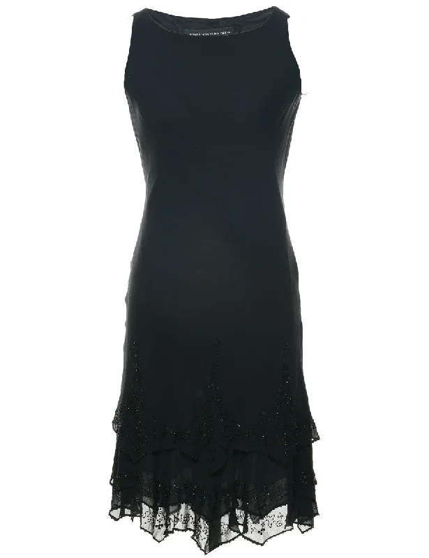 Silk Black Evening Dress - S