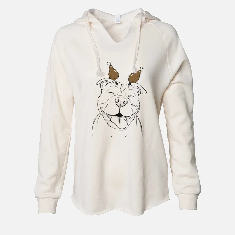 Thanksgiving Floki the American Bully - Cali Wave Hooded Sweatshirt Hoodie with Tied Waist Feminine Flattering