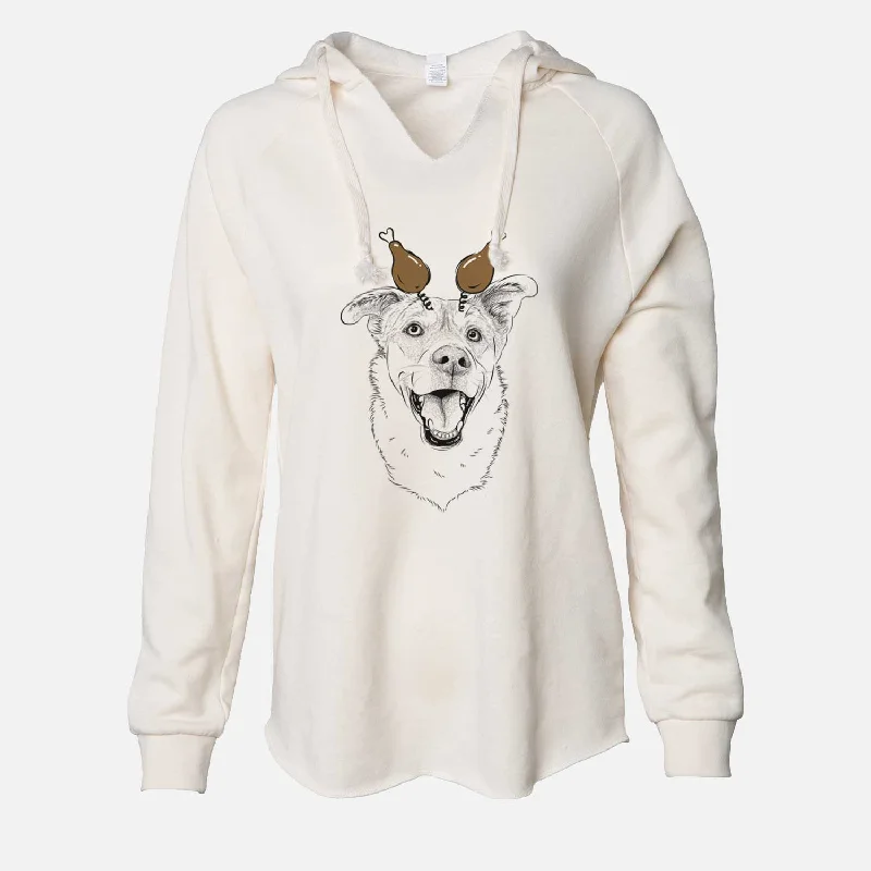 Thanksgiving Fira the Saint Bernard Husky Mix - Cali Wave Hooded Sweatshirt Hoodie with Hem Applique Textured Unique