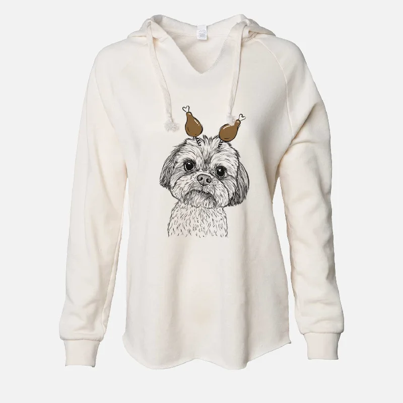 Thanksgiving Lucy the Shorkie - Cali Wave Hooded Sweatshirt Hoodie with Hem Lace Feminine Delicate