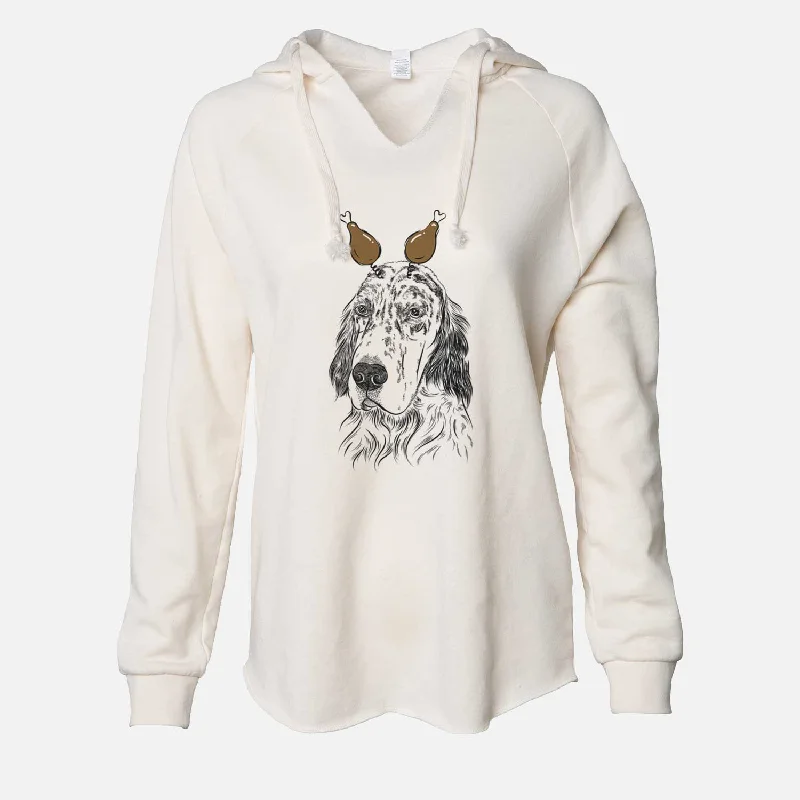 Thanksgiving Hutch the English Setter - Cali Wave Hooded Sweatshirt Hoodie with Elastic Waist Stretchable Comfortable