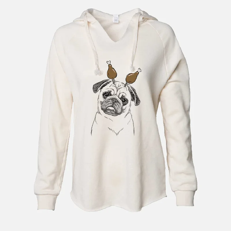 Thanksgiving Macy the Pug - Cali Wave Hooded Sweatshirt Hoodie with Side Slits Relaxed Casual