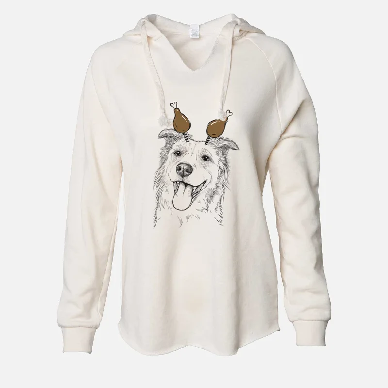 Thanksgiving Macaroni the Border Collie - Cali Wave Hooded Sweatshirt Hoodie with Back Slit Movement Comfort