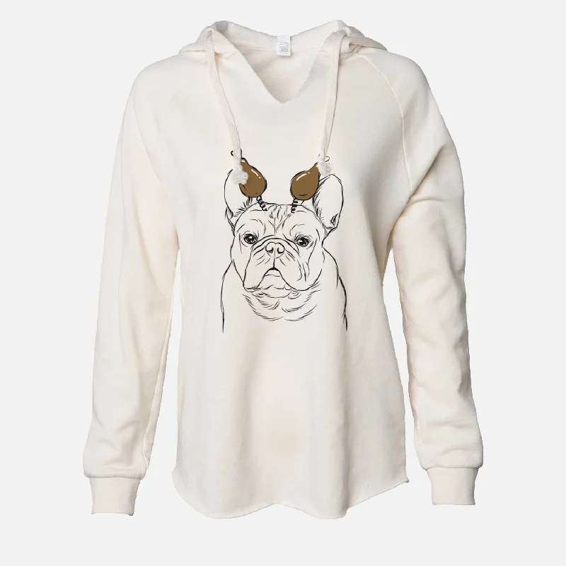 Thanksgiving Fudge the French Bulldog - Cali Wave Hooded Sweatshirt Hoodie with Turtle Neck Cozy Winter