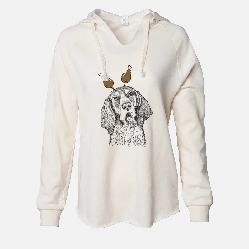 Thanksgiving Huck the Bluetick Coonhound - Cali Wave Hooded Sweatshirt Hoodie with High-Low Hem Asymmetrical Trendy