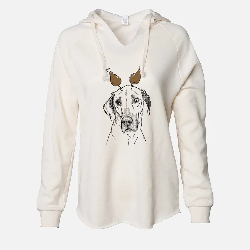 Thanksgiving Gracie the Great Dane - Cali Wave Hooded Sweatshirt Hoodie with Hem Lace Feminine Delicate