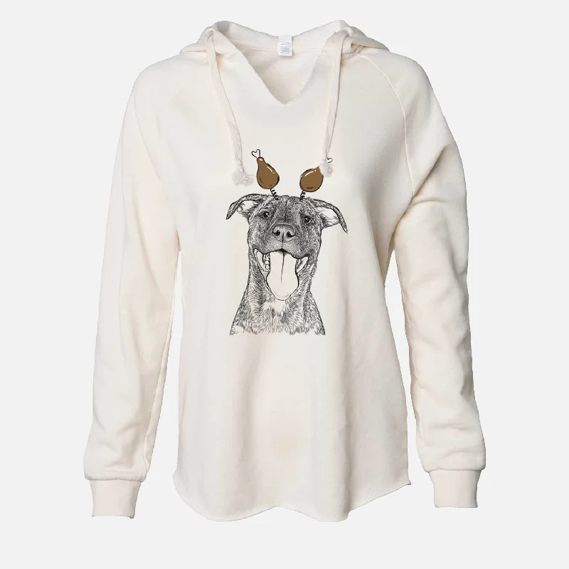 Thanksgiving Harley the Pitbull Mix - Cali Wave Hooded Sweatshirt Hoodie with Frayed Bohemian Relaxed