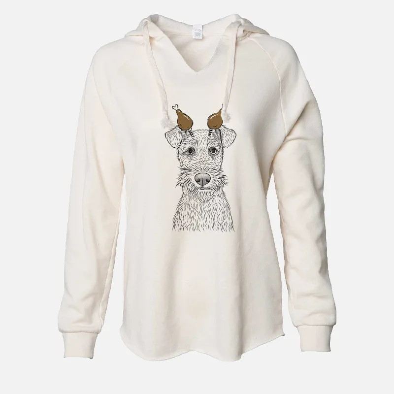 Thanksgiving Fitz the Wire Fox Terrier - Cali Wave Hooded Sweatshirt Hoodie with Hem Embroidery Detailed Premium