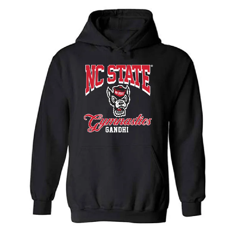 NC State - NCAA Women's Gymnastics : Raina Gandhi - Fashion Shersey Hooded Sweatshirt Hoodie with Emblem Brand Identity