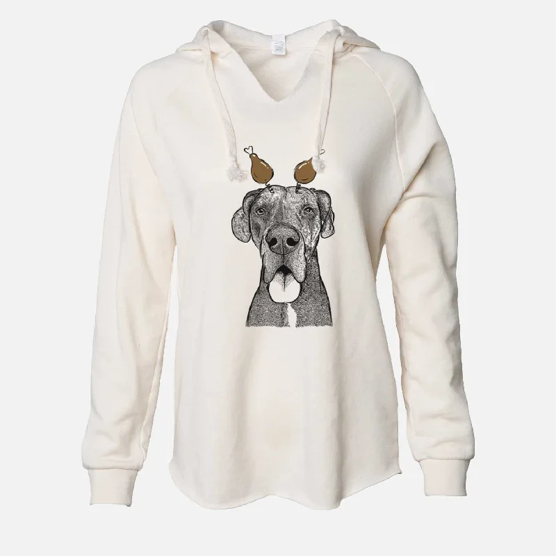 Thanksgiving Eli the Great Dane - Cali Wave Hooded Sweatshirt Hoodie with Ribbed Hem Stretchable Secure