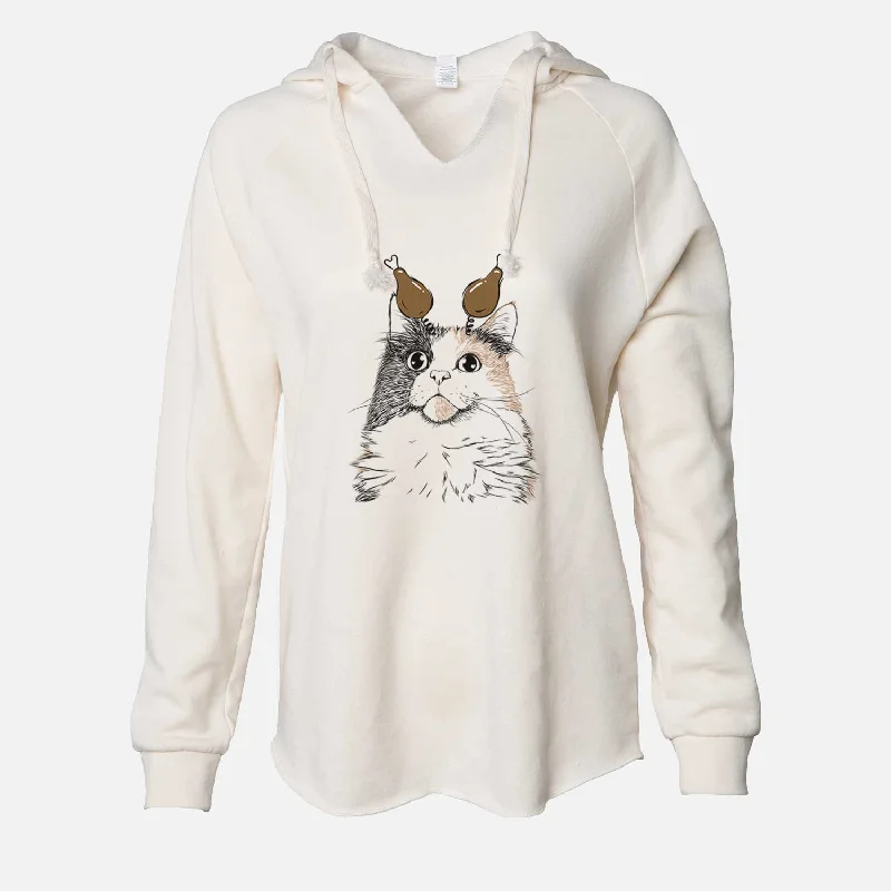 Thanksgiving Greta the Calico Cat - Cali Wave Hooded Sweatshirt Hoodie with Hem Elastic Stretchable Comfortable