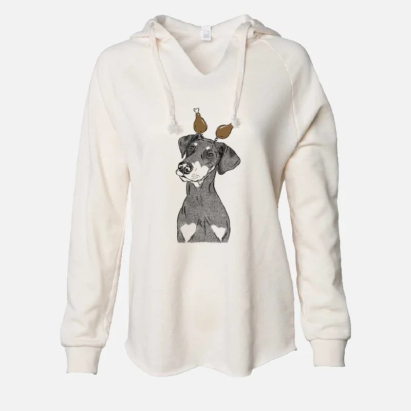 Thanksgiving Iroh the Doberman Pinscher - Cali Wave Hooded Sweatshirt Hoodie with Turtle Neck Cozy Winter