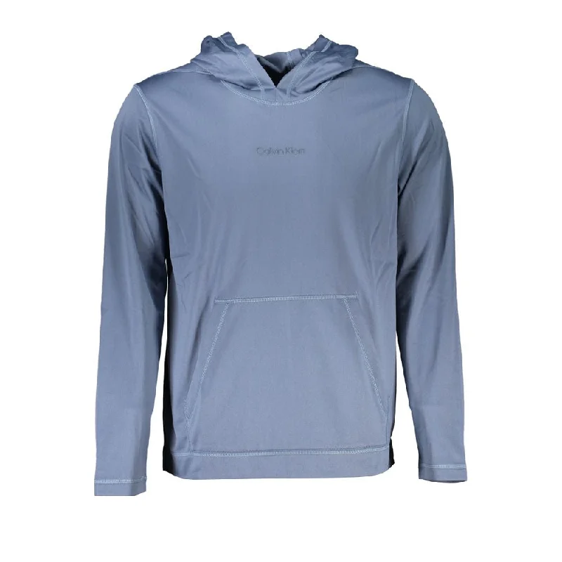 Elegant Blue Hooded Sweatshirt - Men's Sports Chic Hoodie with Embroidery Detailed Premium