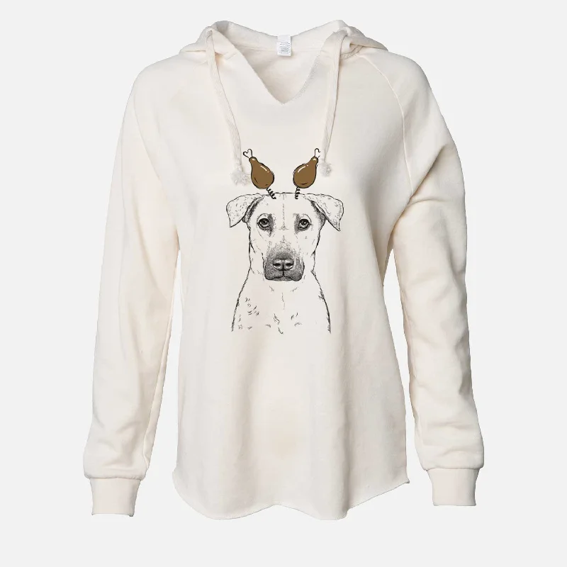 Thanksgiving Luna the Black Mouth Cur - Cali Wave Hooded Sweatshirt Hoodie with Hem Drawcord Adjustable Customizable