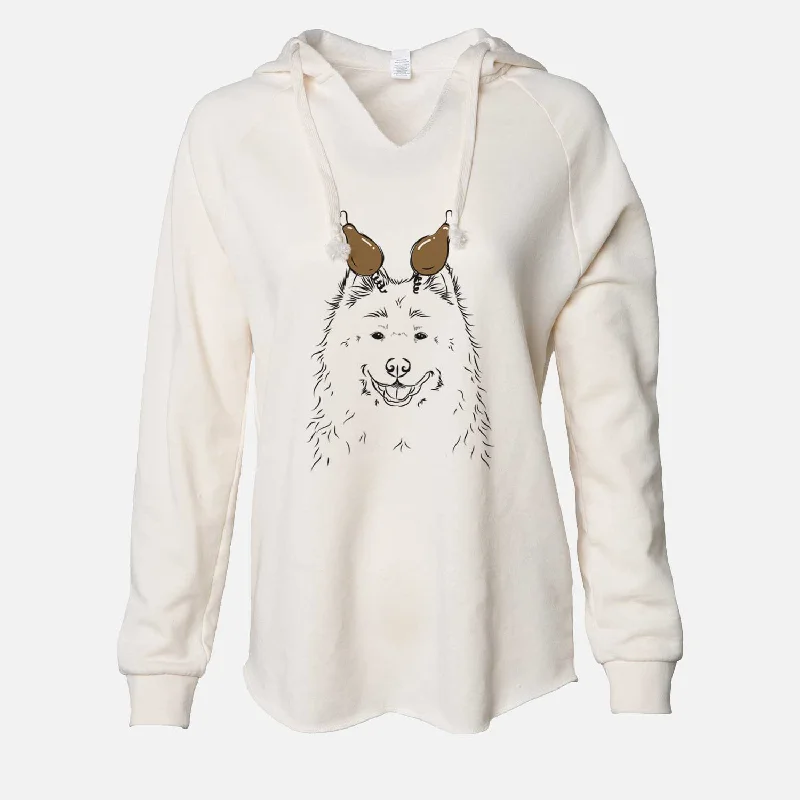 Thanksgiving Luka the Samoyed - Cali Wave Hooded Sweatshirt Hoodie with Hem Fringe Bohemian Relaxed