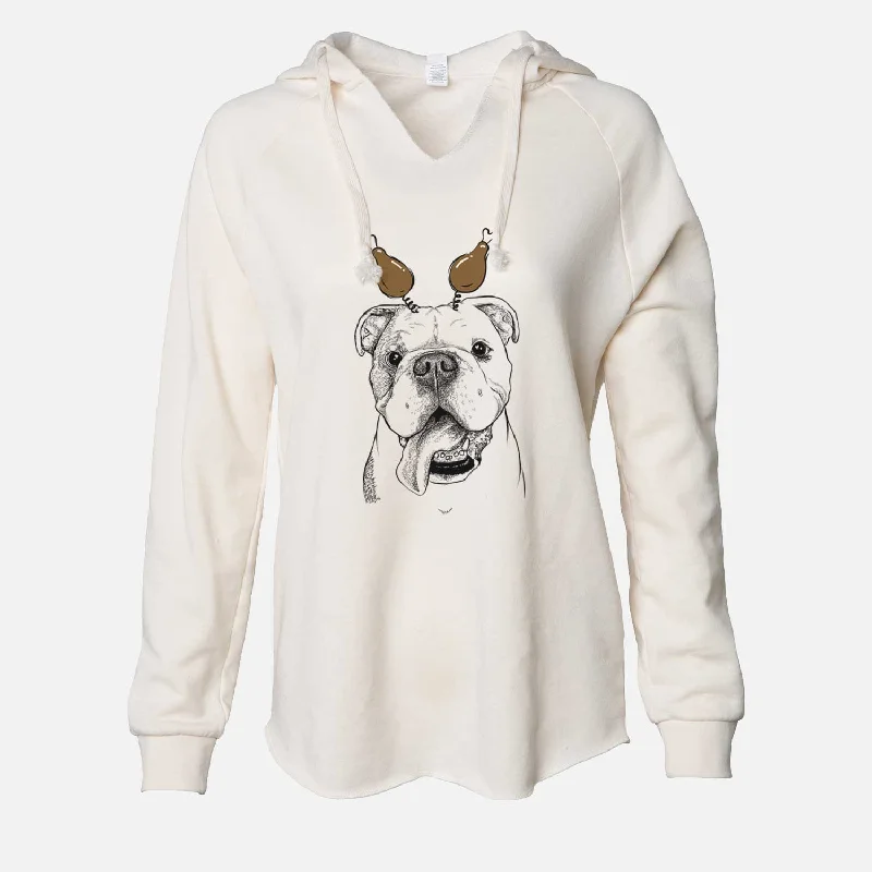 Thanksgiving Hank the English Bulldog - Cali Wave Hooded Sweatshirt Hoodie with Elastic Cuffs Stretchable Comfortable