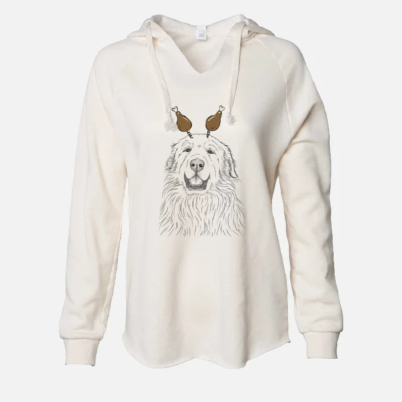 Thanksgiving Horton the Great Pyrenees - Cali Wave Hooded Sweatshirt Hoodie with Hem Lace Feminine Delicate