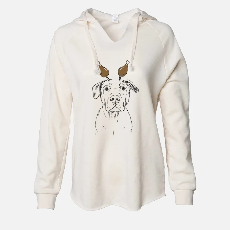 Thanksgiving Kadin the Pitbull - Cali Wave Hooded Sweatshirt Hoodie with Applique Textured Unique