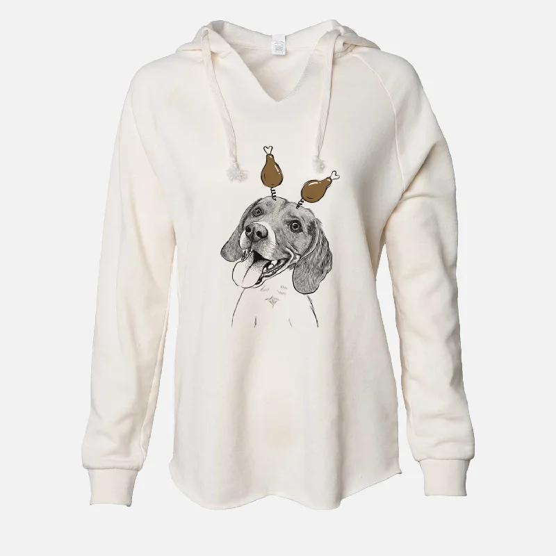 Thanksgiving Little Bandit the Beagle - Cali Wave Hooded Sweatshirt Hoodie with Fur Luxurious Winter