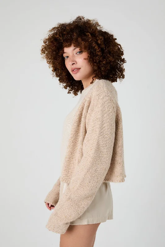 + Beryll Katharine Cropped Sparkle Cardigan | Caramel Cardigan Knitwear Sweater