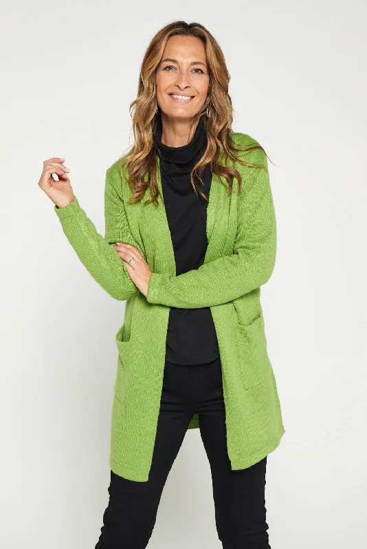 Salima Knit Cardigan - Green Transparent Opaque Sheer