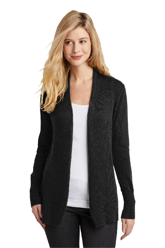 Port Authority Ladies Open Front Cardigan Sweater. LSW289 Terry Terry Cloth Terry Knit