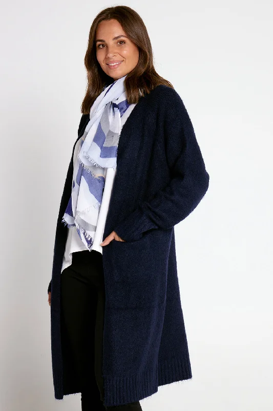 Paula Cardigan - Navy Fleece Cardigan Nylon Polyester