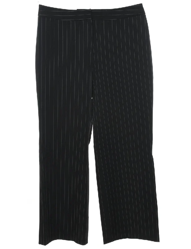 Pinstriped Black & White Trousers - W33 L28 Trousers trendy modern