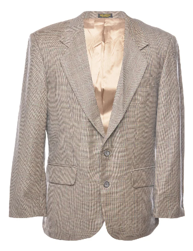 Holbrook Light Brown Dogtooth Blazer - M Women's Long Blazer