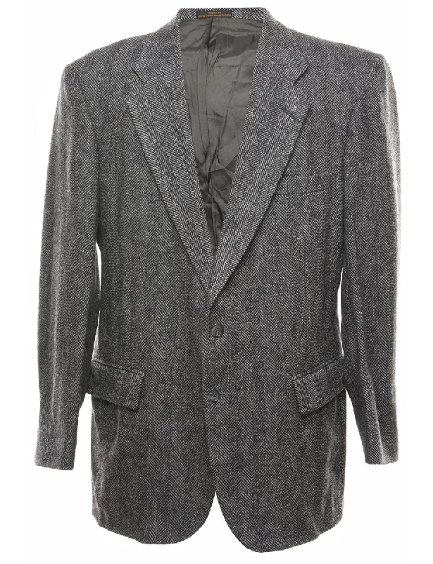 Herringbone Tweed Dark Grey Blazer - L Women's Radiation Jacket