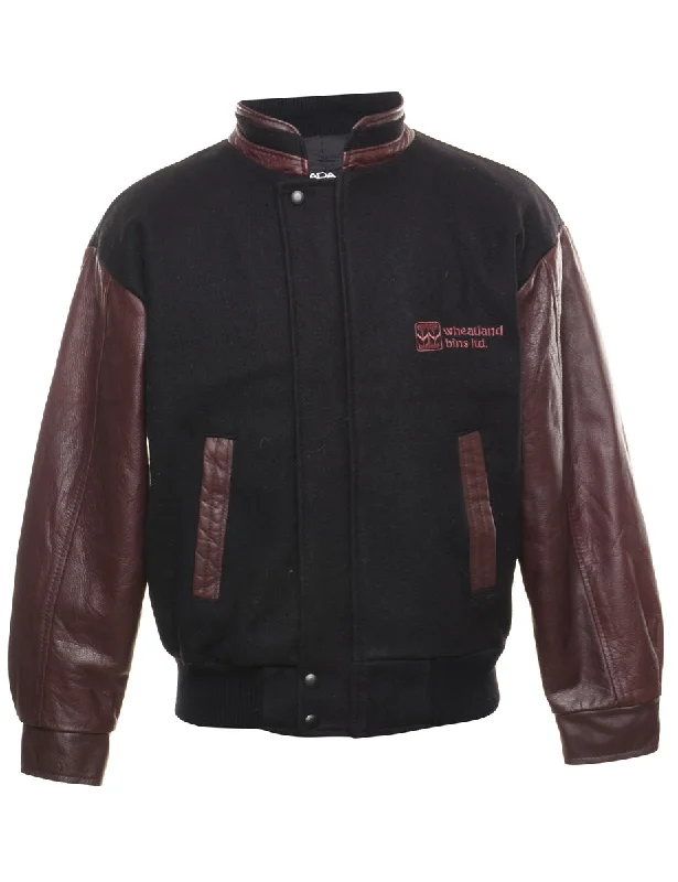 Black & Plum Canada Design Classic Varsity Jacket - S Hooded Jacket Caped Jacket Shawl Collar Jacket