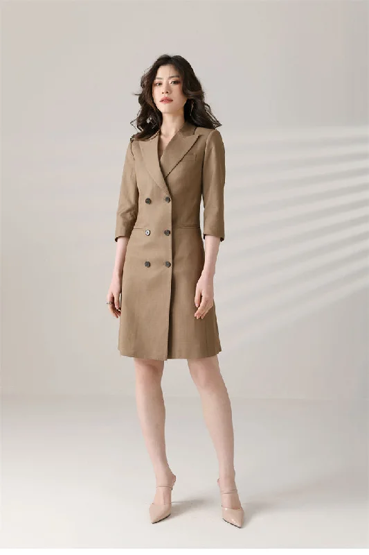 Custom Double Breasted Half Sleeve Slim Blazer Dress Women's Handmade Blazer