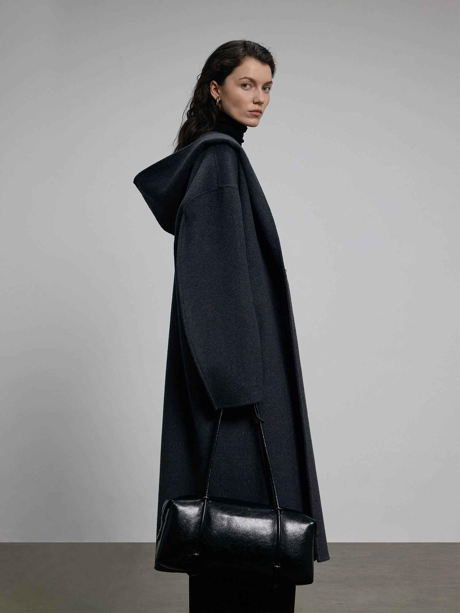 Hooded Long Woolen Coat Trench Wool Cashmere